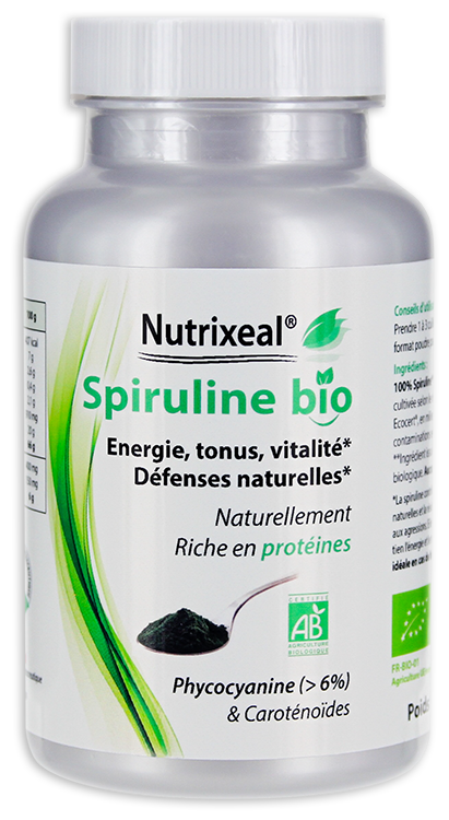 SPIRULINE BIO* concentrée en phycocyanine - 120 g de poudre Nutrixeal